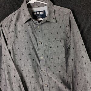 Ski The East Showboat Oxford Shirt Mens S Gray Gorpcore Apres Ski Casual Novelty